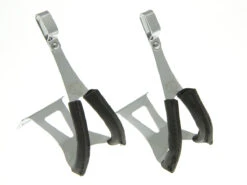 BLB Steel SB/SG Toe Clips W/leather - Silver -Bicycle Equip Store 0000913 blb steel sbsg toe clips wleather silver